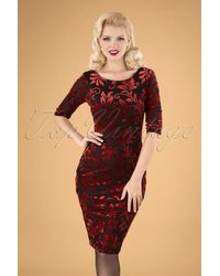 vintage chic for topvintage 50s Deanna Floral Pencil Dress - Rood