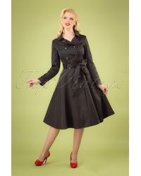 Collectif Clothing 40s Korrina Swing Trench Coat - Zwart