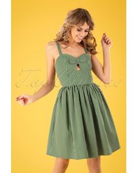 Banned Retro 50s Stripes And Bows Swing Dress - Groen