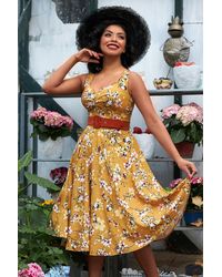 Miss Candyfloss 50s Chandra Tuscany Floral Swing Dress - Metallic