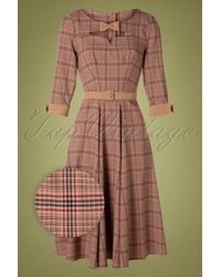 Miss Candyfloss 50s Sylvana Tartan Swing Dress - Naturel