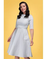 Collectif Clothing 40s Bertha Mini Polka Dot Swing Dress - Wit