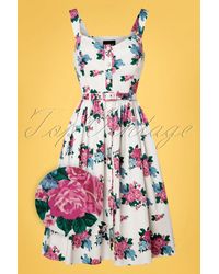 Collectif Clothing 50s Jemima Floral Swing Dress - Meerkleurig