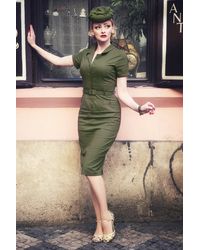 Collectif Clothing 50s Caterina Pencil Dress - Groen