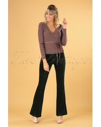King Louie 70s Flared Rib Velours Legging - Groen