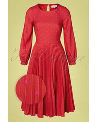 Closet 50s Patty Polkadot Pleated Dress - Rood