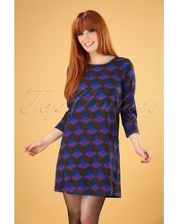 Compañía Fantástica 60s Verna Graphic Dress - Blauw