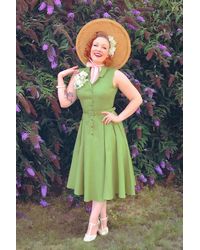 Collectif Clothing 50s Caterina Sleeveless Swing Dress - Groen