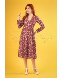 Traffic People 70s Mama Mia Fools Floral Swing Dress - Rood