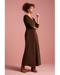 King Louie 70s Lot Velvet Stripe Maxi Dress - Bruin