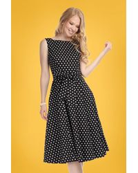 Collectif Clothing 50s Frances Polka Dot Swing Dress - Zwart