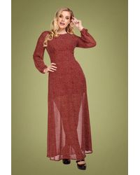 Collectif Clothing 70s Mariana Polkadot Maxi Dress - Rood