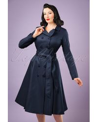Collectif Clothing 40s Korrina Swing Trench Coat - Blauw