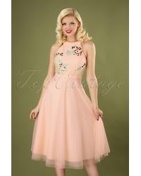 Little Mistress 50s Bea Tulle Midi Swing Dress - Naturel