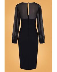 Collectif Clothing 50s Arionna Pencil Dress - Zwart