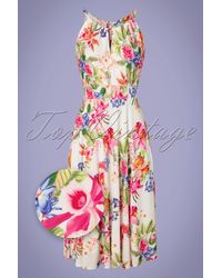 vintage chic for topvintage 50s Aurorah Floral Swing Dress - Meerkleurig