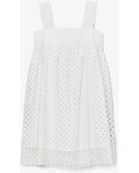 Tory Burch - Cotton Broderie Anglaise Mini Dress - Lyst