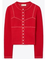 Tory Burch - Cotton And Nylon Mesh Cardigan - Lyst
