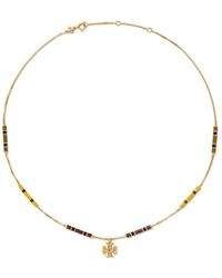 Tory Burch Kira Enamel Pendant Necklace in Gold (Metallic) - Lyst