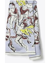 Tory Burch - Printed Satin Skirt - Lyst