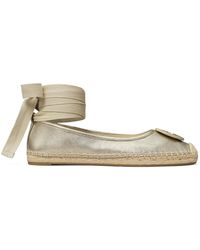 Tory Burch Suede 'minnie Ballet' Wedge Espadrilles Black - Lyst