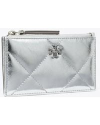 Tory Burch - Kira Diamond Quilt Metallic Zip Card Case, One Size - Lyst