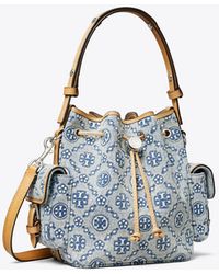 Tory Burch - T Monogram Denim Bucket Bag - Lyst