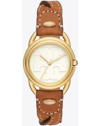 Tory Burch - Miller Watch, Leather/gold-tone Stainless Steel - Lyst