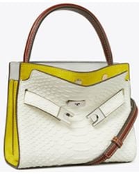 Tory Burch - Petite Lee Radziwill Snake Embossed Double Bag - Lyst