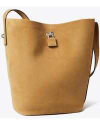 Tory Burch - Lock Slim Suede Bucket Bag, One Size - Lyst