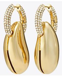 Tory Burch - Pierced Pavé Hoop Earrings - Lyst