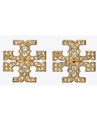 Tory Burch - Icon Pavé Stud Earrings, One Size - Lyst