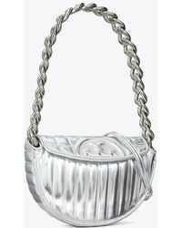 Tory Burch - Mini Fleming Metallic Quilt Crescent Bag - Lyst