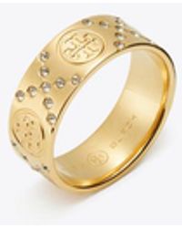 Tory Burch - Damen Icon Pavé-Ring Mit T-Monogramm - Lyst