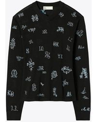 Tory Burch - Embroidered Silk Sweater - Lyst