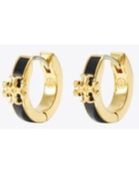 Tory Burch - Icon Enamel Huggie Earrings, One Size - Lyst