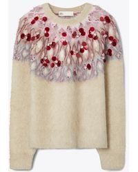 Tory Burch - Fair Isle Intarsia Embellished Wool-Blend Jumper - Lyst