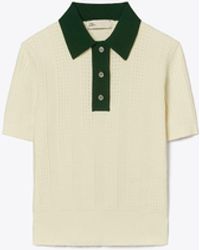 Tory Burch - Tory Burch Cotton Pointelle Polo Sweater - Lyst