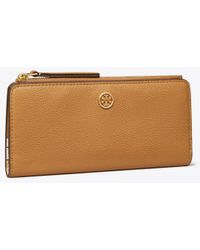 Tory Burch - Robinson Pebbled Zip Slim Wallet - Lyst