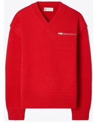 Tory Burch - Wool V-Neck Sweater - Lyst