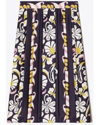 Tory Burch - Printed Pleated Silk Skirt - Lyst
