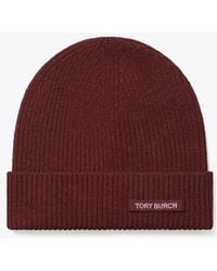 Tory Burch - Ribbed Knit Beanie, One Size - Lyst