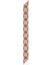 Tory Burch T Monogram Double-sided Silk Ribbon Tie - Natural