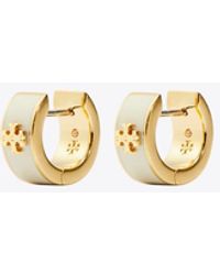 Tory Burch - Icon Enamel Huggie Earrings, One Size - Lyst