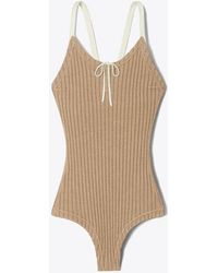 Tory Burch - Colorblock Ribbed Bodysuit - Lyst