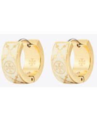 Tory Burch - Small Icon T Monogram Hoop Earrings, One Size - Lyst