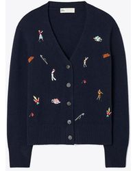 Tory Burch - Embroidered Golf Cardigan - Lyst