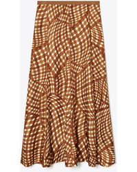 Tory Burch - Printed Silk Twill Skirt - Lyst