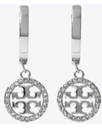 Tory Burch - Icon Pavé Hoop Earrings - Lyst