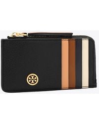 Tory Burch - Robinson Pebbled Top-Zip Card Case, One Size - Lyst